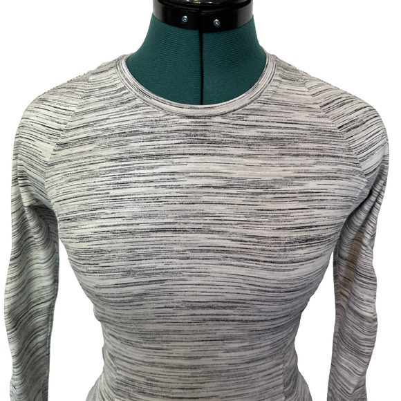 Lululemon Women's Runderful Space Dye White Gray Long Sleeve Shirt Sz 2 W3BCIS - Picture 4 of 9